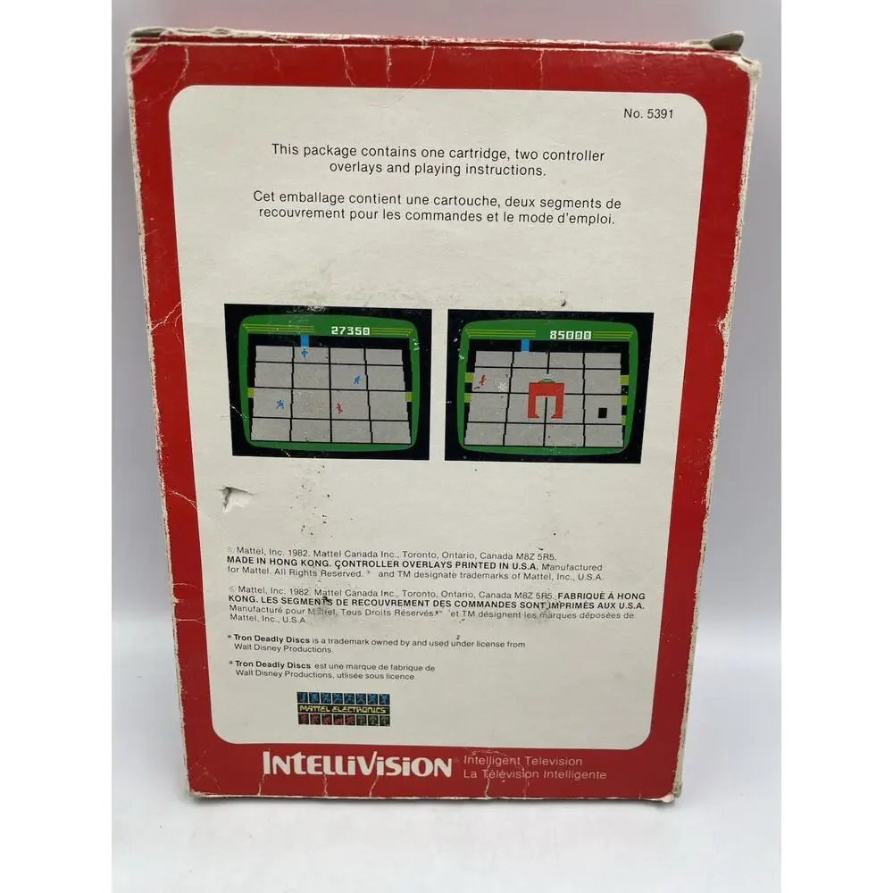Tron Deadly Discs for Intellivision 1982 Cartridge OG Box 2 Overlays Manual